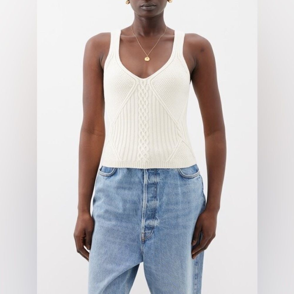 NWT‎ La Ligne Marlow Organic-cotton Cable-knitted Tank Top